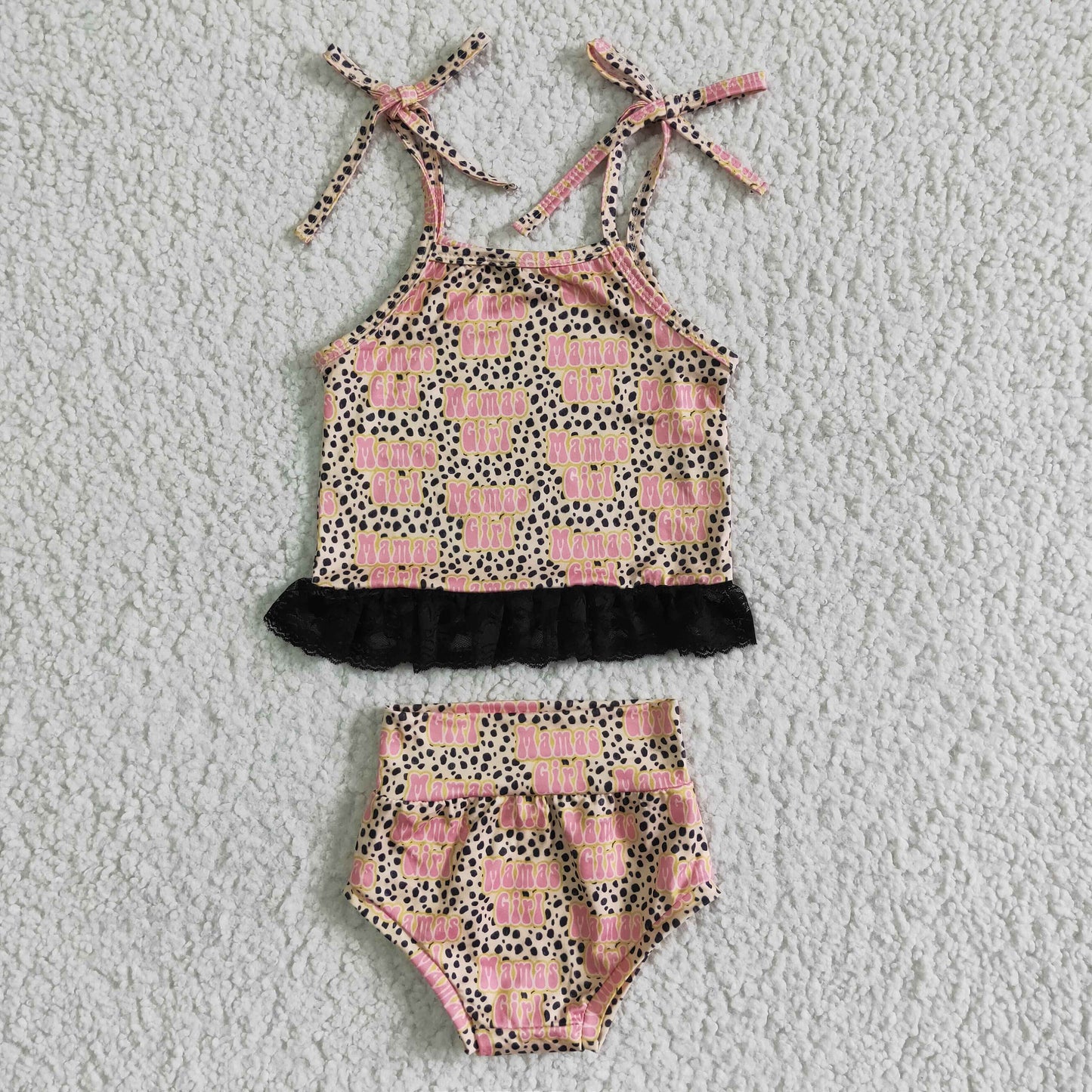 mamas girl leopard summer bummies set