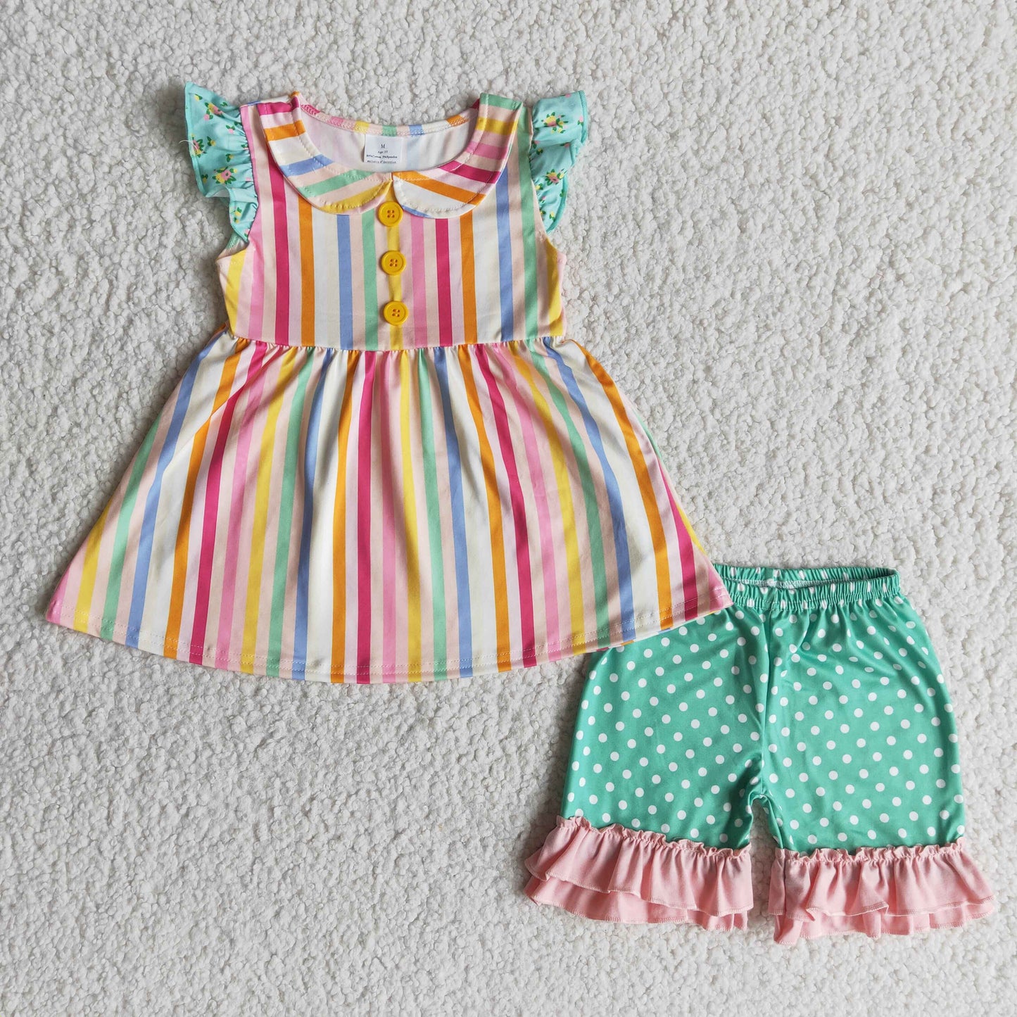 baby girls rainbow stripes short  outfit