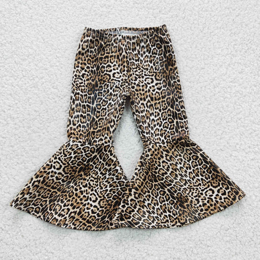 P0050 ,baby girls leopard p leather pants