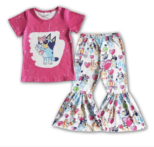 baby girls Valentines day outfit cartoon print boutique set wholesale