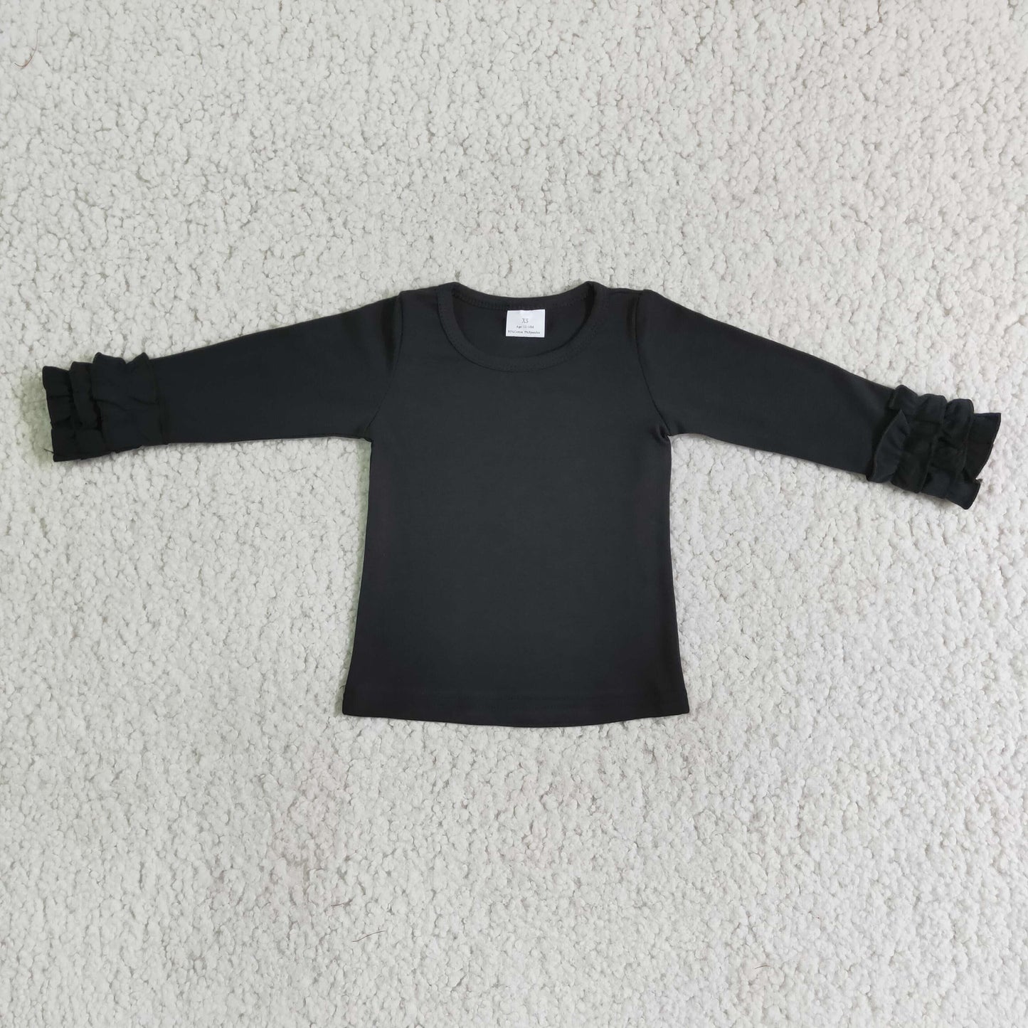 girls long sleeve black cotton t-shirt