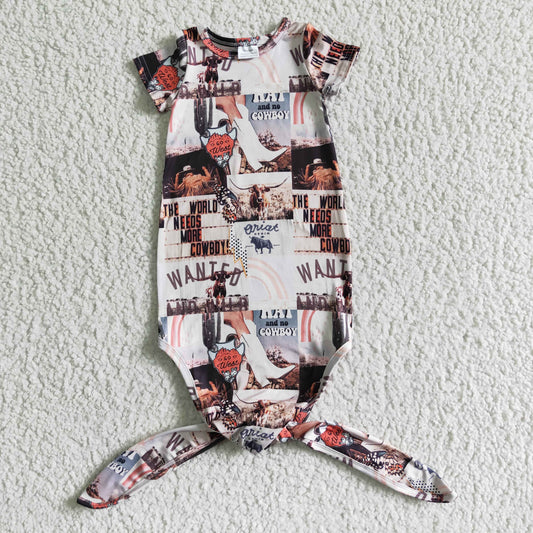 newborn short sleeve cowboy gown