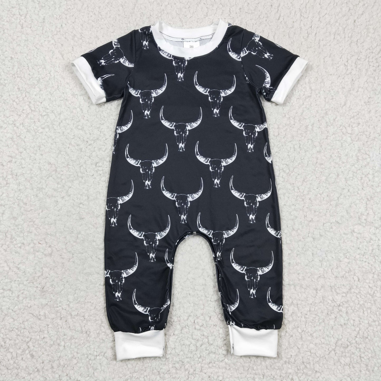 Black color cow print romper, SR0142