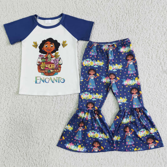 Baby girls  short sleeve top bell bottom pants outfit
