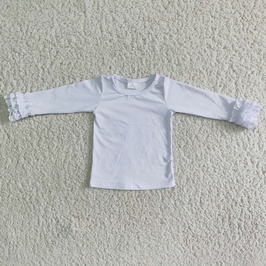 girls long sleeve white cotton t-shirt