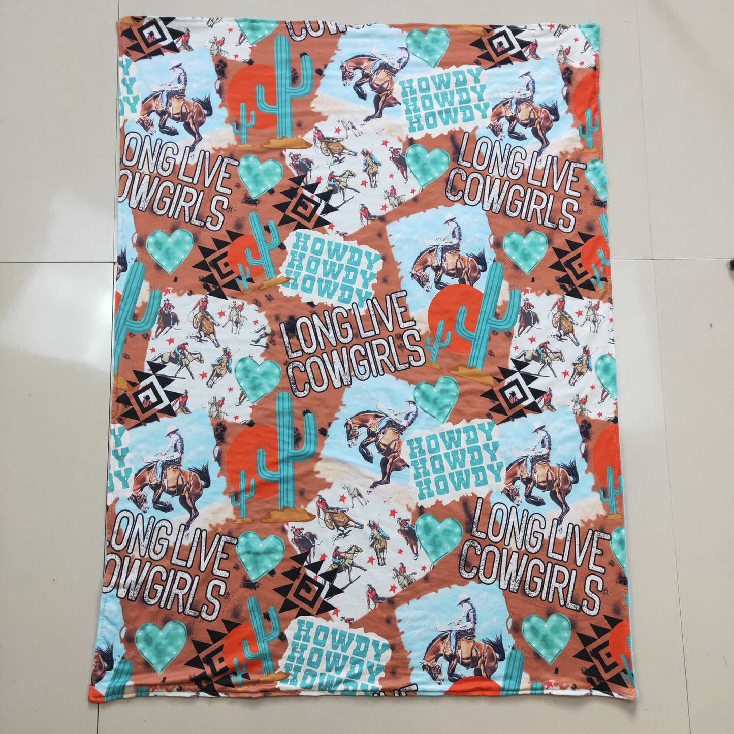 infant baby girl cowdy print blanket, BL0036