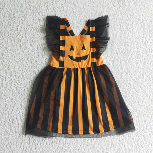 baby girls Halloween pumpkin tulle dress