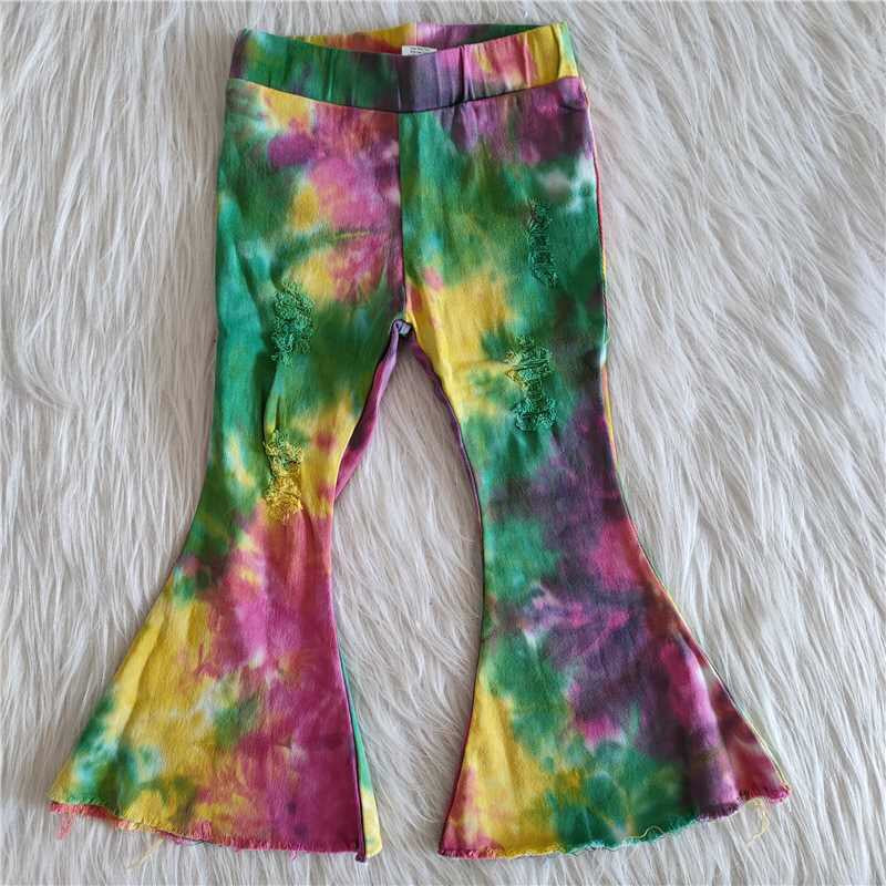 Girls green tie dye denim pants – aierwhoesalekidsclothes