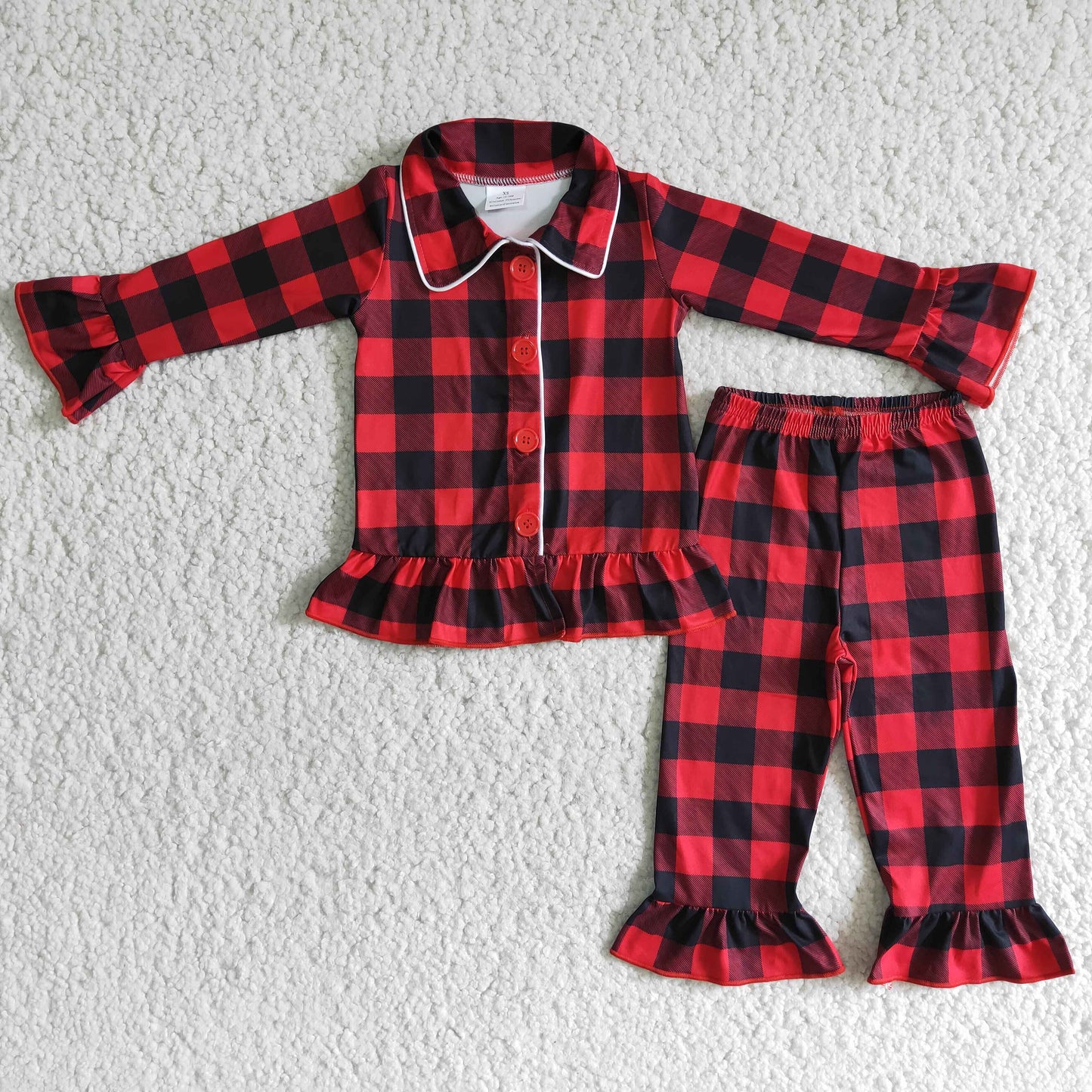 baby girls plaid Christmas pajama set