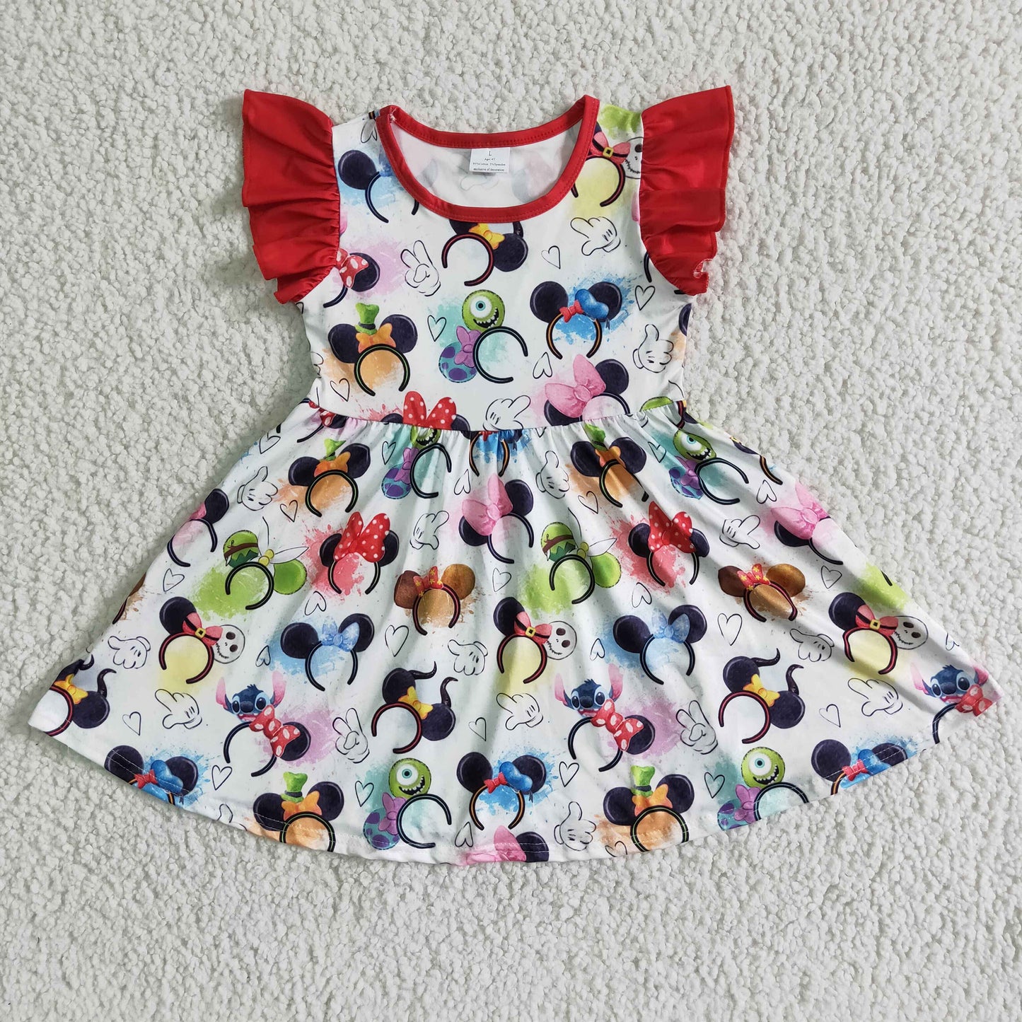 Baby girls short sleeve cartoon dress kids summer dress GSD0011