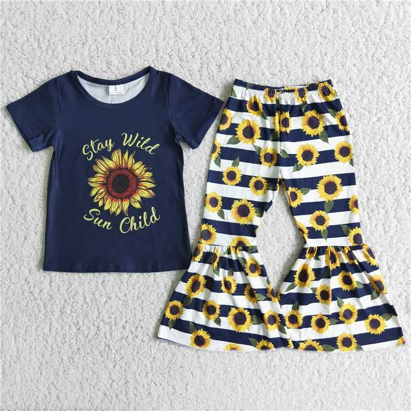 Kids Stay wild sunflower outfit