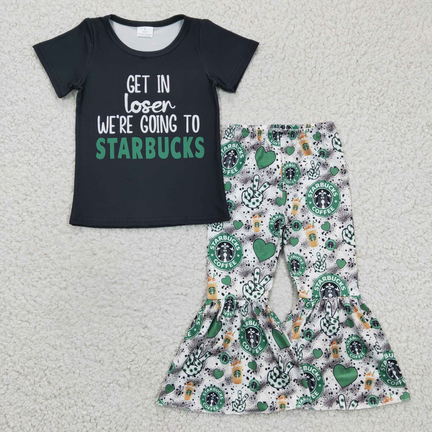 Baby girls coffee print outfit, GSPO0391