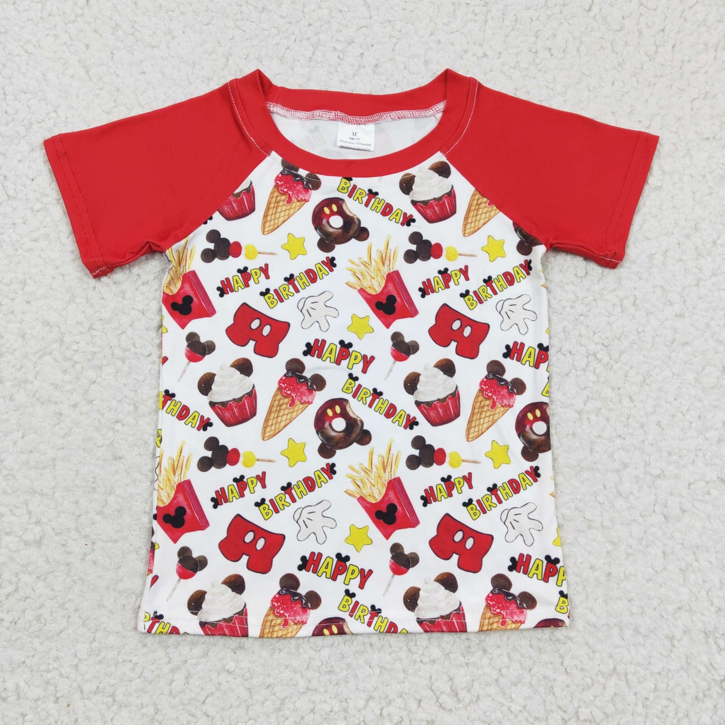 baby boy short sleeve happy birthday print top, BT0138