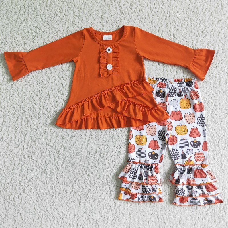 Baby girls orange tunic top pumpkin outfits