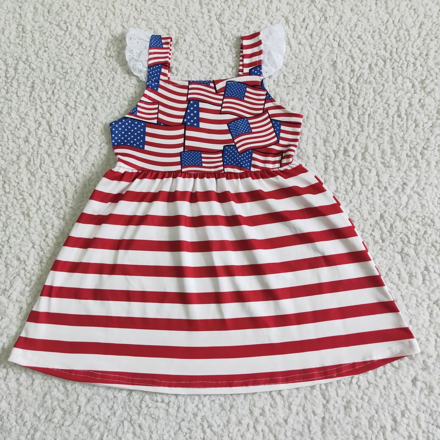 Girls blue cartoon July 4th outfit