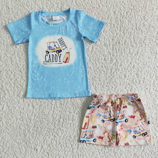 Daddy’s Caddy Letter print boys summer short sleeve clothing BSSO0024