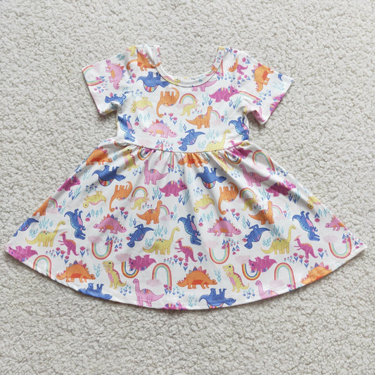 Girls Short sleeve dinosaur dress