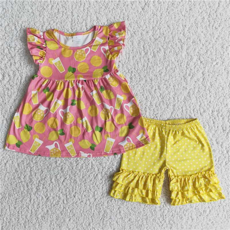 Baby girls lemon print summer outfit