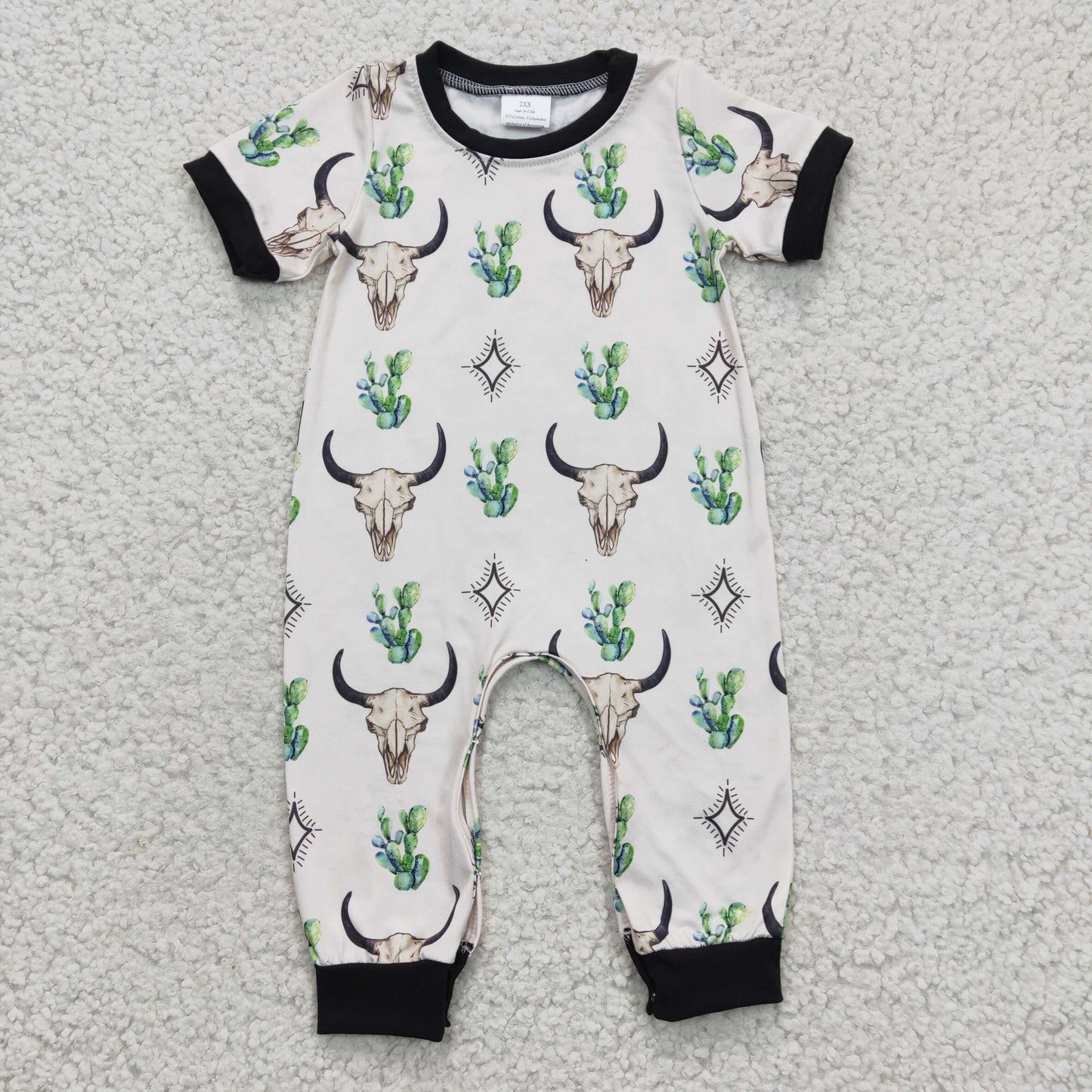 boy short sleeve cow romper, SR0144