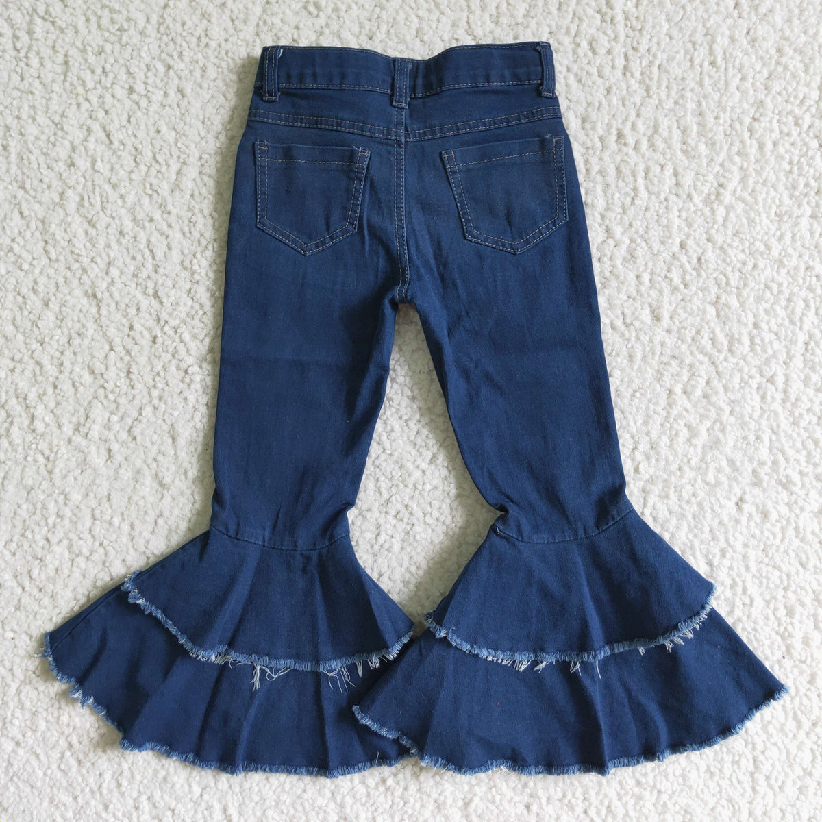 Double Ruffle Jeans girls double ruffle jeans bell bottom pants – aierwhoesalekidsclothes