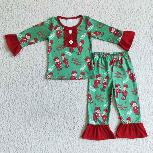 baby girl long sleeve Christmas pajama set