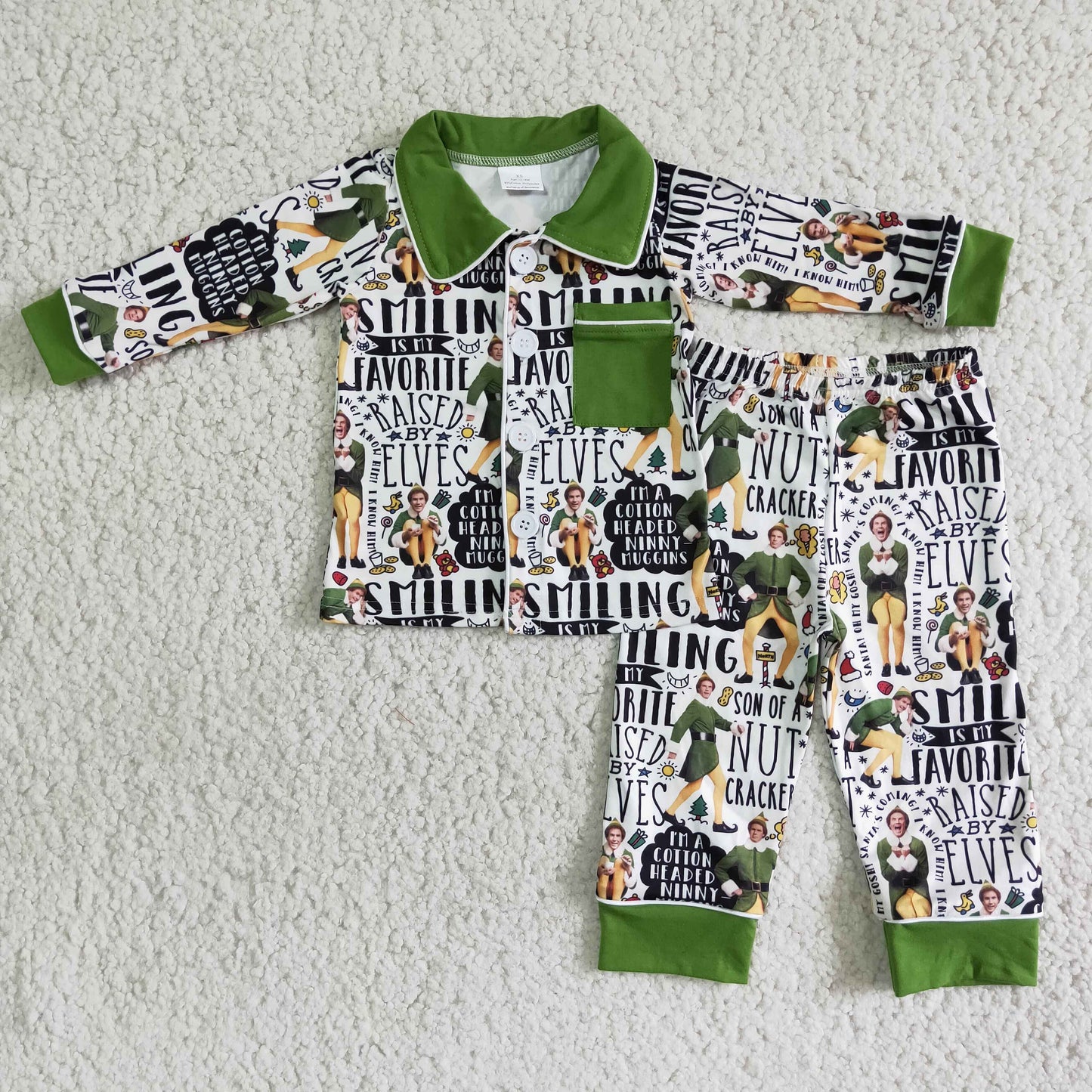 boys green pajama set