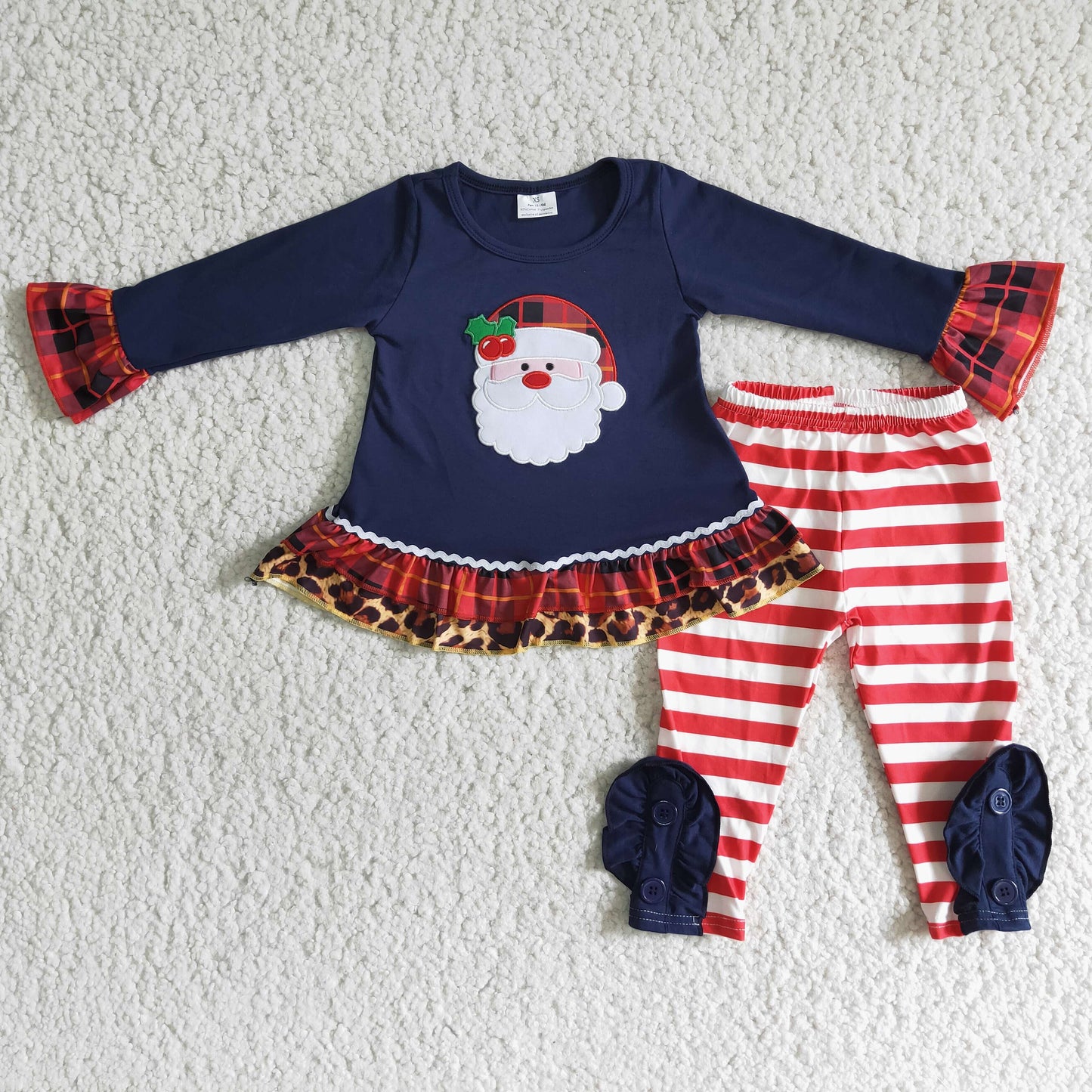 Baby girls embroidery Santa Claus  Xmas outfit