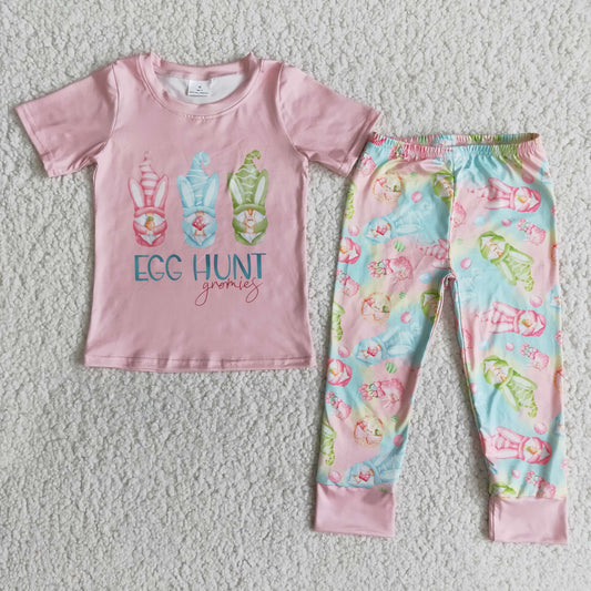 Baby girls egg hunt letters print Easter day outfit