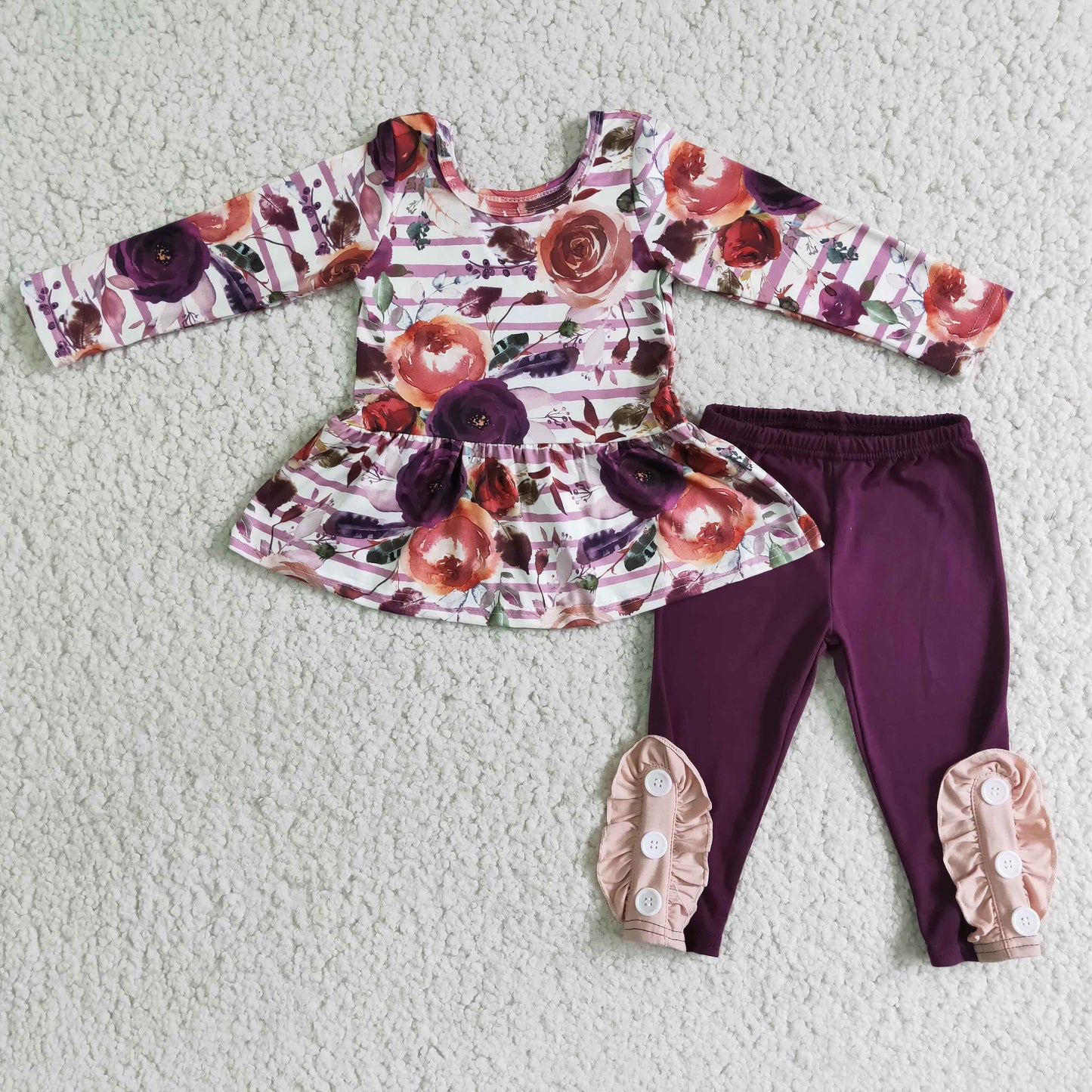 Baby Girls Floral Tunic top matching pants 2pcs clothing set